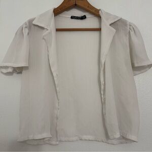 Nasty Gal White Sheer Button-Down Shirt